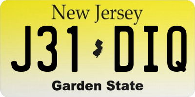 NJ license plate J31DIQ