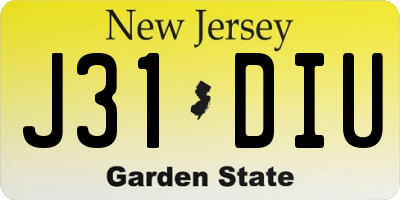 NJ license plate J31DIU