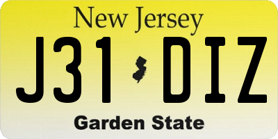 NJ license plate J31DIZ