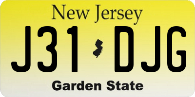 NJ license plate J31DJG