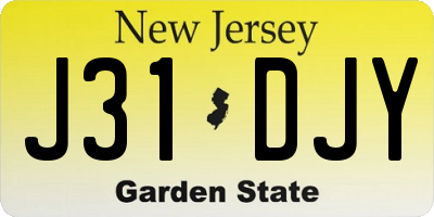 NJ license plate J31DJY