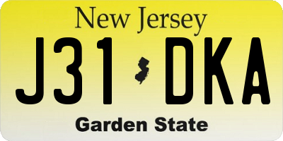 NJ license plate J31DKA