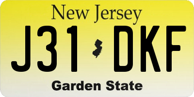 NJ license plate J31DKF