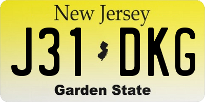 NJ license plate J31DKG