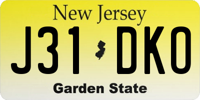 NJ license plate J31DKO