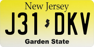 NJ license plate J31DKV
