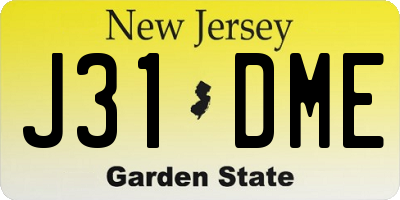 NJ license plate J31DME