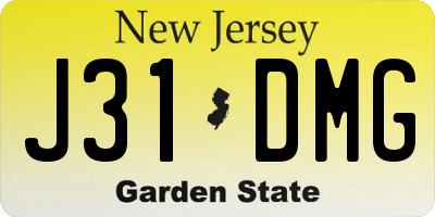 NJ license plate J31DMG