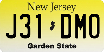 NJ license plate J31DMO