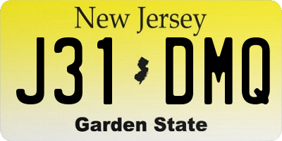 NJ license plate J31DMQ