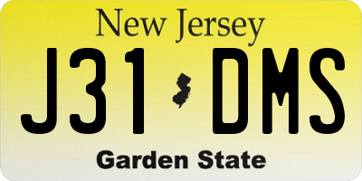 NJ license plate J31DMS