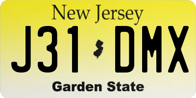 NJ license plate J31DMX