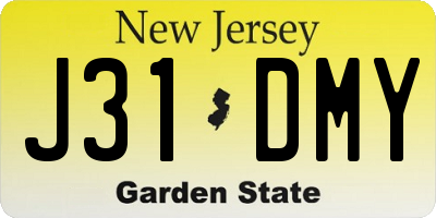NJ license plate J31DMY