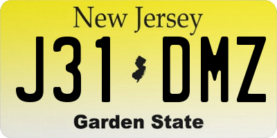 NJ license plate J31DMZ