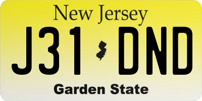 NJ license plate J31DND