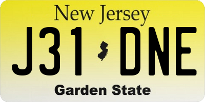 NJ license plate J31DNE