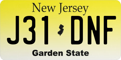 NJ license plate J31DNF