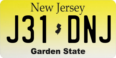 NJ license plate J31DNJ