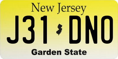 NJ license plate J31DNO