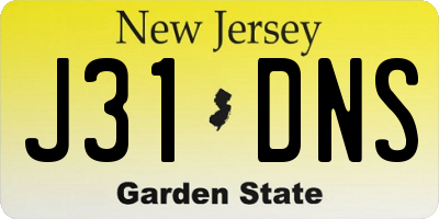 NJ license plate J31DNS