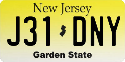 NJ license plate J31DNY
