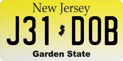NJ license plate J31DOB