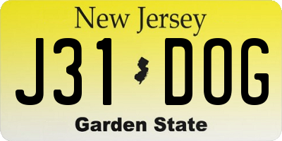 NJ license plate J31DOG
