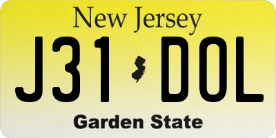 NJ license plate J31DOL