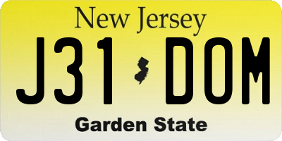 NJ license plate J31DOM