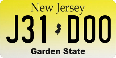 NJ license plate J31DOO