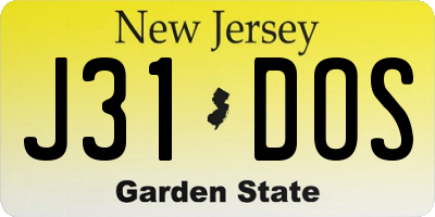 NJ license plate J31DOS