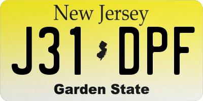 NJ license plate J31DPF