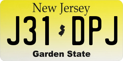 NJ license plate J31DPJ