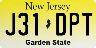 NJ license plate J31DPT