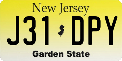 NJ license plate J31DPY