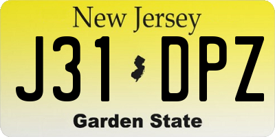 NJ license plate J31DPZ