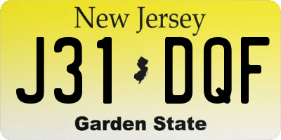NJ license plate J31DQF