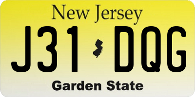 NJ license plate J31DQG