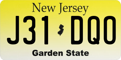 NJ license plate J31DQO