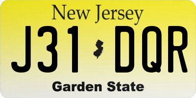 NJ license plate J31DQR