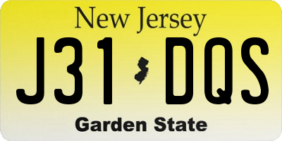 NJ license plate J31DQS