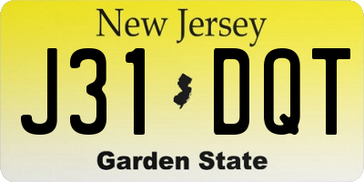 NJ license plate J31DQT