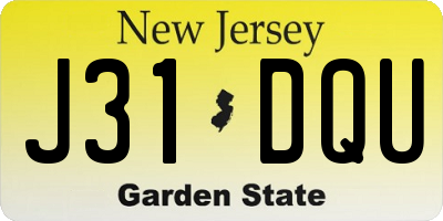 NJ license plate J31DQU