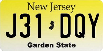 NJ license plate J31DQY