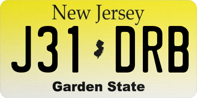 NJ license plate J31DRB