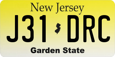 NJ license plate J31DRC