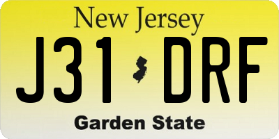 NJ license plate J31DRF