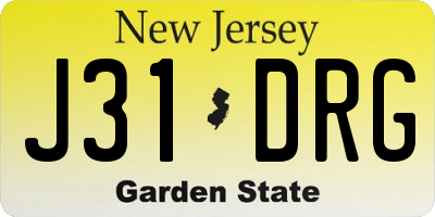NJ license plate J31DRG