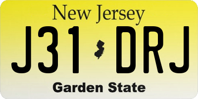 NJ license plate J31DRJ