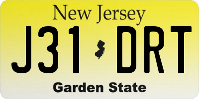 NJ license plate J31DRT